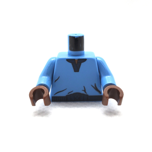 Visuel indicatif Rebrickable de Torse, chemise en col V et motif imprimé bleu foncé (Lando Calrissian), bras bleu moyen, mains brunes (Torso, V-Collar Shirt and Dark Blue Trim Print (Lando Calrissian), Medium Blue Arms, Brown Hands)