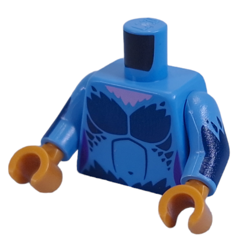 Torse, poitrine à plumes bleu foncé, motif : bras, bras bleu moyen, mains or nacré (Torso, Dark Blue Feathered Chest, Arms Print, Medium Blue Arms, Pearl Gold Hands)