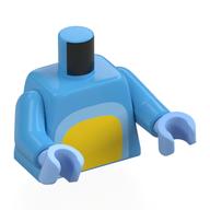 Torse, poitrine bleu/jaune clair liht, noir avec des taches blanches queue / tache sur le dos motif imprimé, bras bleu moyen, mains bleu clair vif (Torso, Bright Liht Blue/Yellow Chest, Black with White Spots Tail/Spot on Back Print, Medium Blue Arms, Bright Light Blue Hands)