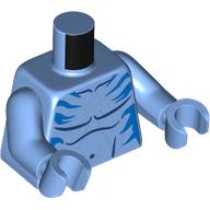 Visuel indicatif Rebrickable de Torse, poitrine bar, bleu foncé/bleu foncé, bras et mains bleu moyen (Torso, Bar Chest, Dark Azure/Dark Blue Markings Print, Medium Blue Arms and Hands)