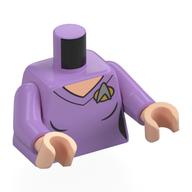 Tunique torse, poitrine de nougat clair, insigne de starfleet argenté imprimé, bras lavande moyen, mains nougat clair (Torso Tunic, Light Nougat Chest, Silver Starfleet Insignia Print, Medium Lavender Arms, Light Nougat Hands)