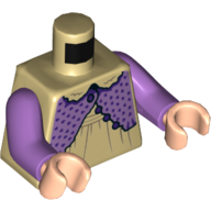 Torse robe, Haut moyen lavande, Motif imprimé boutons, bras lavande moyen, mains nougat clair (Torso Dress, Medium Lavender Top, Buttons Print, Medium Lavender Arms, Light Nougat Hands)