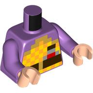 Visuel indicatif Rebrickable de Torse, Minecraft Feu pixellisé, Ceinture marron foncé motif imprimé, bras lavande moyen, mains nougat clair (Torso, Minecraft Pixelated Fire, Dark Brown Belt Print, Medium Lavender Arms, Light Nougat Hands)