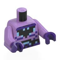 Torse, logo Batman noir pixélisé, ceinture utilitaire, motifs imprimés de formes violet foncé, bras lavande moyen, mains pourpre foncé (Torso, Pixelated Black Batman Logo, Utility Belt, Dark Purple Shapes Print, Medium Lavender Arms, Dark Purple Hands)