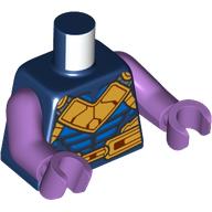 Visuel indicatif Rebrickable de Torse, Muscles, Imprimé armure dorée, bras et mains lavande moyen (Torso, Muscles, Gold Armor Print, Medium Lavender Arms and Hands)