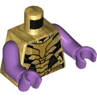 Visuel indicatif Rebrickable de Torse Armure, Panneaux noir et or motif imprimé, bras et mains lavande moyen (Torso Armor, Black and Gold Panels Print, Medium Lavender Arms and Hands)