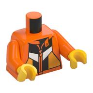 Torse, sweat à capuche, fermeture éclair, noir/blanc clair orange Formes imprimé, bras orange, mains jaunes (Torso, Hoody, Zipper, Black/White Bright Light Orange Shapes Print, Orange Arms, Yellow Hands)