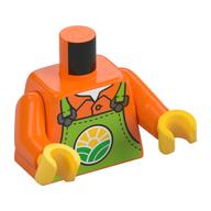 Salopette torse, vert citron avec épicerie Logo imprimé, bras orange, mains jaunes (Torso Overalls, Lime with Grocery Store Logo Print, Orange Arms, Yellow Hands)