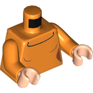 Torse, pull à col noir ligne imprimée, bras orange, mains nougat clair (Torso, Sweater with Black Collar Line Print, Orange Arms, Light Nougat Hands)
