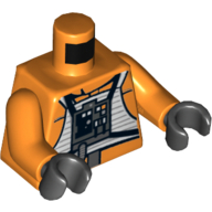 Pilote rebelle torse avec motif imprimé costume de vol, bras orange, mains noires (Torso Rebel Pilot with Flight Suit Print, Orange Arms, Black Hands)