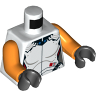 Combinaison de torse, Motif imprimé armure, bras orange, mains noires (Torso Spacesuit, Armor Print, Orange Arms, Black Hands)