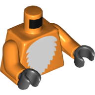 Torse Blanc Fourrure motif imprimé, bras orange, mains noires (Torso White Fur Print, Orange Arms, Black Hands)