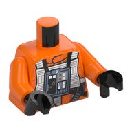 Pilote rebelle torse avec motif imprimé costume de vol blanc, bras orange, mains noires (Torso Rebel Pilot with White Flight Suit Print, Orange Arms, Black Hands)