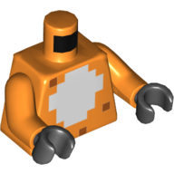 Torse Pixélisé blanc Motif imprimé estomac, bras orange, mains noires (Torso Pixelated White Stomach Print, Orange Arms, Black Hands)