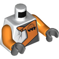 Veste de course de torse avec logo wr sur le motif imprimé avant et arrière orange, bras orange, mains gris bleuté foncé (Torso Racing Jacket with WR Logo on Orange Inset Front and Back Print, Orange Arms, Dark Bluish Gray Hands)