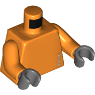 Torse '245633' et motif imprimé code-barres, bras orange, mains gris bleuté foncé (Torso '245633' and Barcode Print, Orange Arms, Dark Bluish Gray Hands)