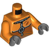 Combinaison spatiale torse, avec des panneaux gris bleuté foncé motif imprimé, bras orange, mains gris bleuté foncé (Torso Space Suit, with Dark Bluish Gray Panels Print, Orange Arms, Dark Bluish Gray Hands)