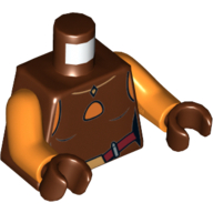 Haut de gilet torse avec motif imprimé ceinture rouge foncé (Ahsoka Tano), bras orange, mains brun rougeâtre (Torso Vest Top with Dark Red Belt Print (Ahsoka Tano), Orange Arms, Reddish Brown Hands)