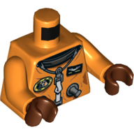 Combinaison spatiale astronaute torse imprimé, bras orange, mains brun rougeâtre (Torso Astronaut Spacesuit Print, Orange Arms, Reddish Brown Hands)