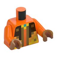 Torse, Marron foncé/Or Pixels motif imprimé (Minecraft), bras orange, mains nougat moyen (Torso, Dark Brown/Gold Pixels Print (Minecraft), Orange Arms, Medium Nougat Hands)