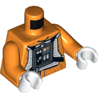 Costume de vol de pilote rebelle torse imprimé, bras orange, mains blanches (Torso Rebel Pilot Flight Suit Print, Orange Arms, White Hands)