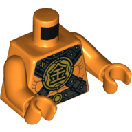 Muscles du torse avec col d'armure et sangles de croix noires avec motif imprimé emblème rond, bras et mains orange (Torso Muscles with Armor Collar and Black Cross Straps with Round Emblem Print, Orange Arms and Hands)