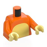 Torse, poitrine jaune clair vif, taches sur le dos, motif imprimé queue, bras orange, mains jaune clair vif (Torso, Bright Light Yellow Chest, Spots on Back, Tail Print, Orange Arms, Bright Light Yellow Hands)