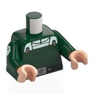 Visuel indicatif Rebrickable de Torse, uniforme impérial, avant blanc, symbole sur les bras, ceinture noire, motif imprimé ceinture argent, bras vert foncé, mains nougat clair (Torso, Imperial Uniform, White Front, Symbol on Arms, Black Belt, Silver Belt Buckle Print, Dark Green Arms, Light Nougat Hands)