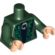 Visuel indicatif Rebrickable de Robes torse avec motif imprimé bord vert (mcgonagall), bras vert foncé, mains nougat clair (Torso Robes with Green Trim Print (McGonagall), Dark Green Arms, Light Nougat Hands)