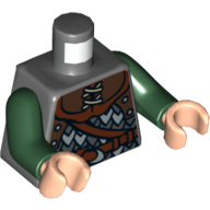 Armure de torse, armure de courrier de soldat rohan avec motif imprimé ceinture, bras vert foncé, mains nougat clair (Torso Armor, Rohan Soldier Mail Armor with Belt Print, Dark Green Arms, Light Nougat Hands)