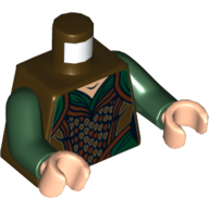Visuel indicatif Rebrickable de Torse débardeur sur vert foncé Chemise motif imprimé, bras vert foncé, mains nougat clair (Torso Tank Top over Dark Green Shirt Print, Dark Green Arms, Light Nougat Hands)