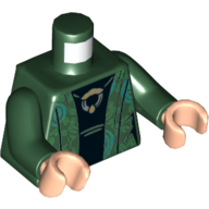 Robe de torse, chemise noire, collier pendule motif imprimé, bras vert foncé, mains nougat clair (Torso Robe, Black Shirt, Pendulum Necklace Print, Dark Green Arms, Light Nougat Hands)