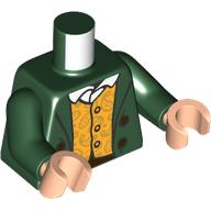 Torse, veste, gilet orange clair vif, motif : chemise blanche, bras vert foncé, mains nougat clair (Torso, Jacket, Bright Light Orange Vest, White Shirt Print, Dark Green Arms, Light Nougat Hands)