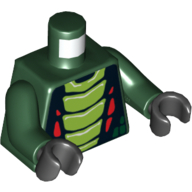 Visuel indicatif Rebrickable de Serpent de torse avec écailles de vert citron et rouge imprimé (Acidicus), bras vert foncé, mains noires (Torso Snake with Lime and Red Scales Print (Acidicus), Dark Green Arms, Black Hands)