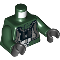 Visuel indicatif Rebrickable de Combinaison de vol torse avec panneau de poitrine imprimé (un pilote d'aile), bras vert foncé, mains noires (Torso Flight Suit with Chest Panel Print (A-Wing Pilot), Dark Green Arms, Black Hands)