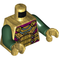 Plaques d'armure de torse avec motif imprimé de garniture magenta, bras vert foncé, mains or nacré (Torso Armor Plates with Magenta Trim Print, Dark Green Arms, Pearl Gold Hands)
