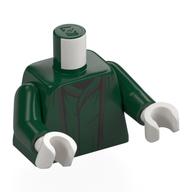 Visuel indicatif Rebrickable de Torse, robe/robe, motif imprimé argent, bras vert foncé, mains blanches (Torso, Dress/Robe, Silver Trim Print, Dark Green Arms, White Hands)