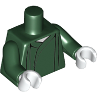 Robe torse à col blanc imprimé (Voldemort), bras vert foncé, mains blanches (Torso Robe with White Neck Print (Voldemort), Dark Green Arms, White Hands)