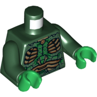 Torse, armure Parademon avec vert Faits saillants et beige échelle panneaux motif imprimé, bras vert foncé, mains vertes (Torso, Parademon Armor with Green Highlights and Tan Scale Panels Print, Dark Green Arms, Green Hands)