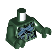 Torse, bleu/bleu moyen/vert sable armure (Nakia) motif imprimé, bras et mains vert foncé (Torso, Blue/Medium Blue/Sand Green Armor (Nakia) Print, Dark Green Arms and Hands)