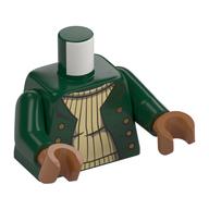 Torse, veste, boutons, pull tricoté beige motif imprimé, bras vert foncé, mains brun terre de sienne (Torso, Jacket, Buttons, Tan Knitted Sweater Print, Dark Green Arms, Sienna Brown Hands)