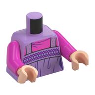 Torse, robe lavande moyen, décorations violet foncé, motif : chemise rose foncé, bras rose foncé, mains nougat clair (Torso, Medium Lavender Dress, Dark Purple Decorations, Dark Pink Shirt Print, Dark Pink Arms, Light Nougat Hands)