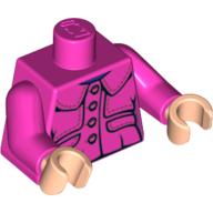 Visuel indicatif Rebrickable de Veste torse avec col, 4 boutons à l'avant, 2 boutons à l'arrière motif imprimé, bras rose foncé, mains nougat clair (Torso Jacket with Collar, 4 Buttons on Front, 2 Buttons on Back Print, Dark Pink Arms, Light Nougat Hands)