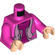 Torse veste, chemise magenta, animal rose vif autour du cou, bras rose foncé, mains nougat clair (Torso Jacket, Magenta Shirt, Bright Pink Animal Around Neck, Dark Pink Arms, Light Nougat Hands)