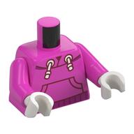 Visuel indicatif Rebrickable de Torse, sweat à capuche, poches, garniture magenta, motif imprimé lacets blanches, bras rose foncé, mains blanches (Torso, Hoodie, Pockets, Magenta Trim, White Laces Print, Dark Pink Arms, White Hands)