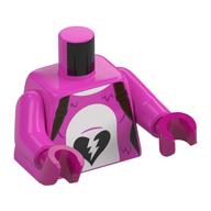 Visuel indicatif Rebrickable de Torse, Fourrure Magenta, Blanc Ventre, cœur Noir Brisé imprimé, bras rose foncé, mains magenta (Torso, Magenta Fur, White Belly, Broken Black Heart Print, Dark Pink Arms, Magenta Hands)