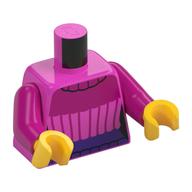 Pull torse avec motif imprimé décoration magenta et violet foncé, bras magenta, mains jaunes (Torso Sweater with Magenta and Dark Purple Decoration Print, Magenta Arms, Yellow Hands)