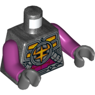 Torse, armure, symbole orange et jaune, motif imprimé estomac magenta (Snort, Bob), bras magenta, mains gris bleuté foncé (Torso, Armor, Orange and Yellow Symbol, Magenta Stomach Print (Snort, Bob), Magenta Arms, Dark Bluish Gray Hands)
