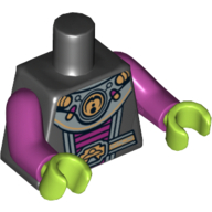 Combinaison spatiale torse, armure d'épaule et ceinture avec motif imprimé ovni, bras magenta, mains vert citron (Torso Spacesuit, Shoulder Armor and Belt with UFO Print, Magenta Arms, Lime Hands)