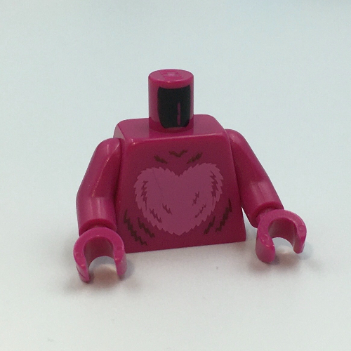 Visuel indicatif Rebrickable de Torse, cœur rose vif, fourrure, fermeture à glissière sur le dos imprimé avec les bras et les mains magenta (Torso, Bright Pink Heart, Fur, Zipper on Back Print with Magenta Arms and Hands)